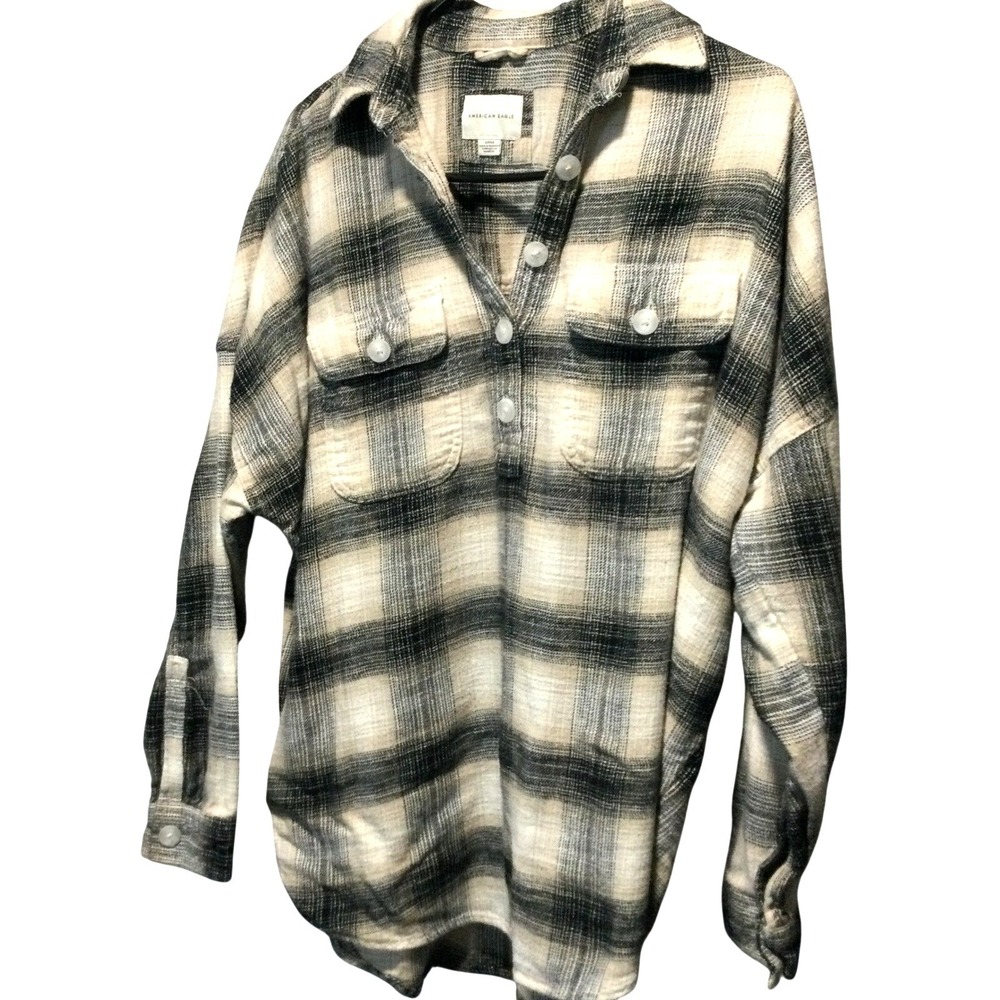 American Eagle Plaid Flannel Shirt Button Down Oversized size S